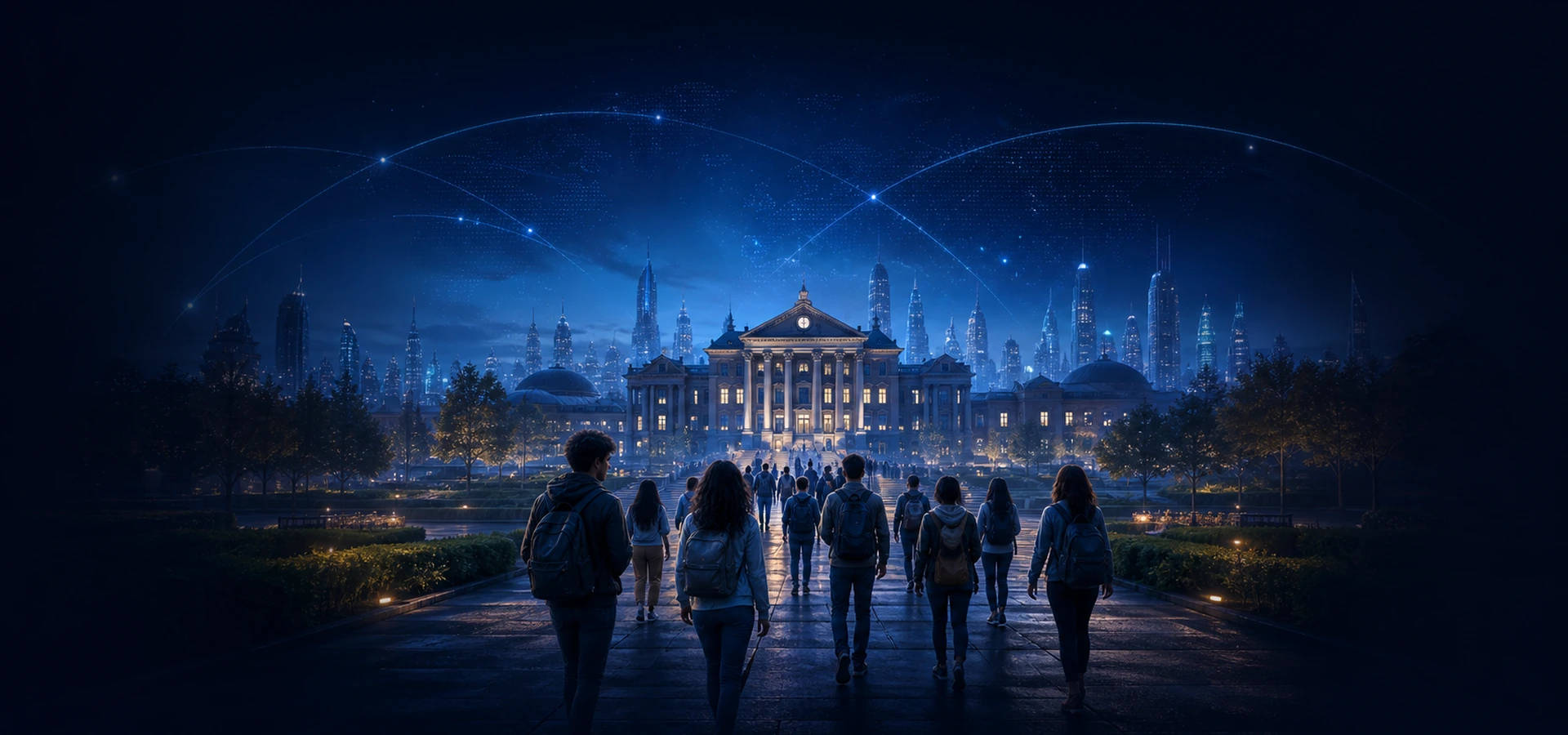 Learners approaching a connected global campus