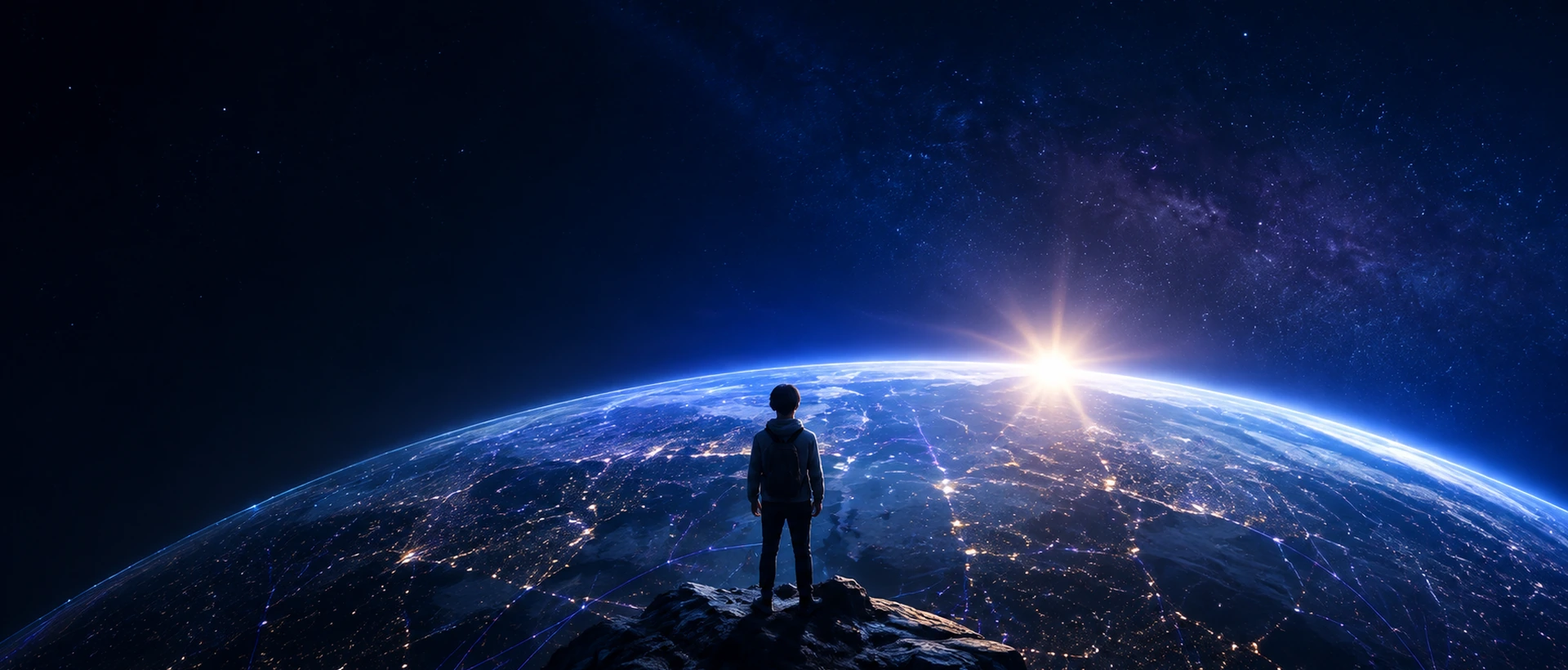 A learner looking across a connected world
